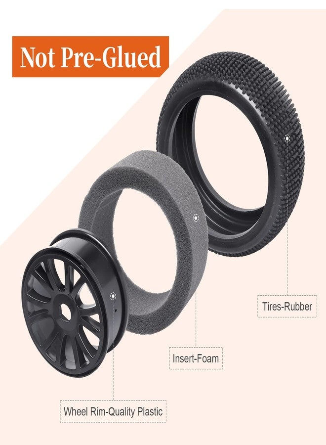 FriHobby 1/8 Scale RC Buggy Tires w/Foam Inserts and 17mm Hex Wheels for Arrma Typhon 6S 3s Blx Losi 8ight HPI Vorza Hobao Hyper Kyosho Inferno, Set of 4 - Image 2